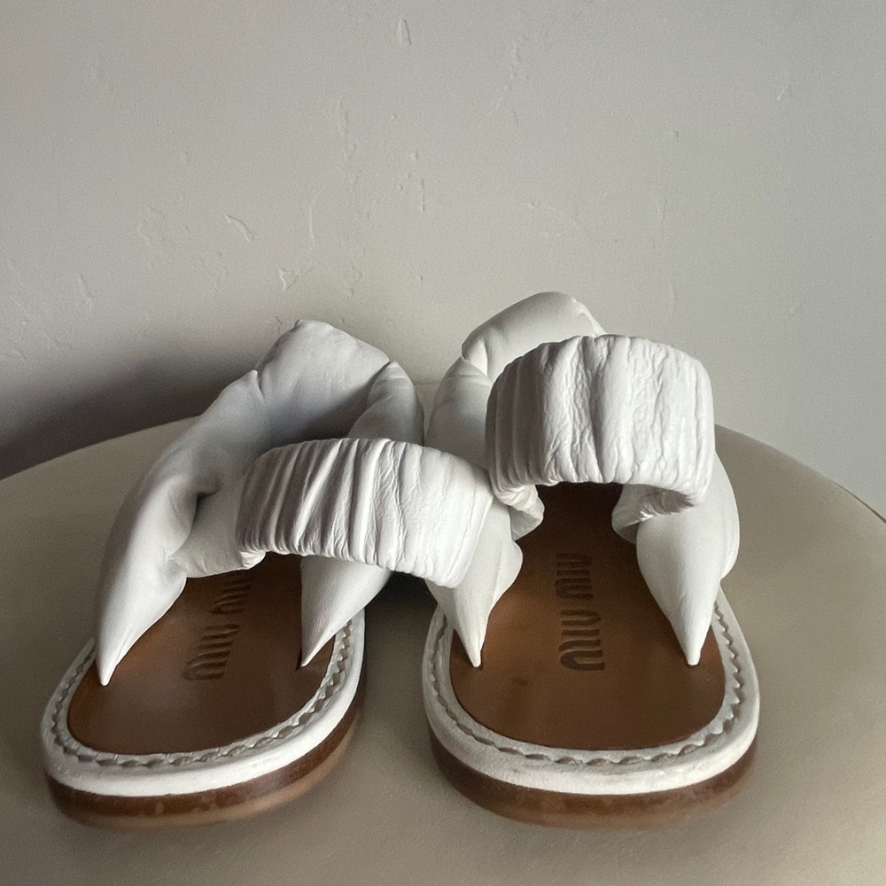 Miu Miu Padded Mordoré Nappa Leather Sandals - Picture 8 of 14